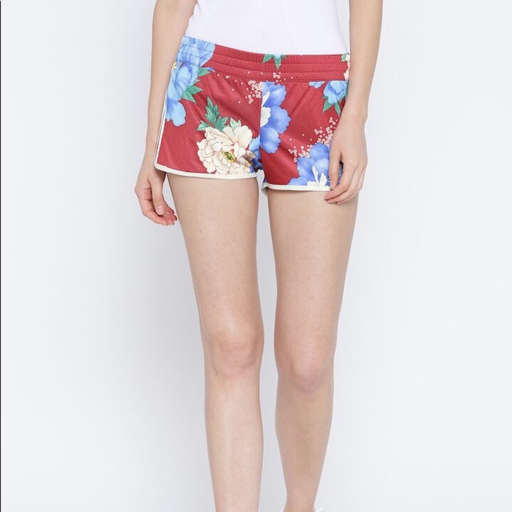 Red Floral Adidas Shorts
